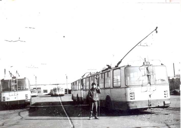 Karaganda, ZiU-682V # 34; Karaganda, ZiU-682V # 50; Karaganda — Old photos (up to 2000 year); Karaganda — Trolleybus Depot