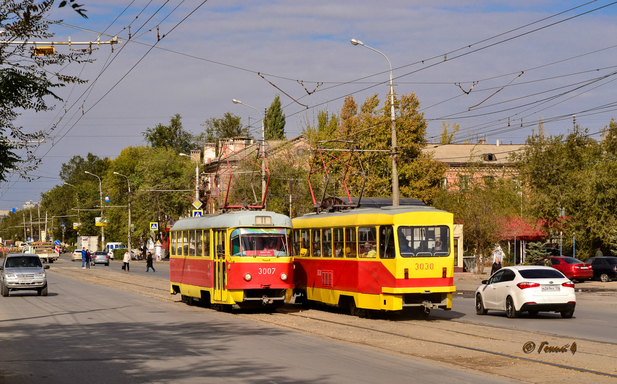 Волгоград, Tatra T3SU (двухдверная) № 3007; Волгоград, Tatra T3SU мод. ВЗСМ № 3030