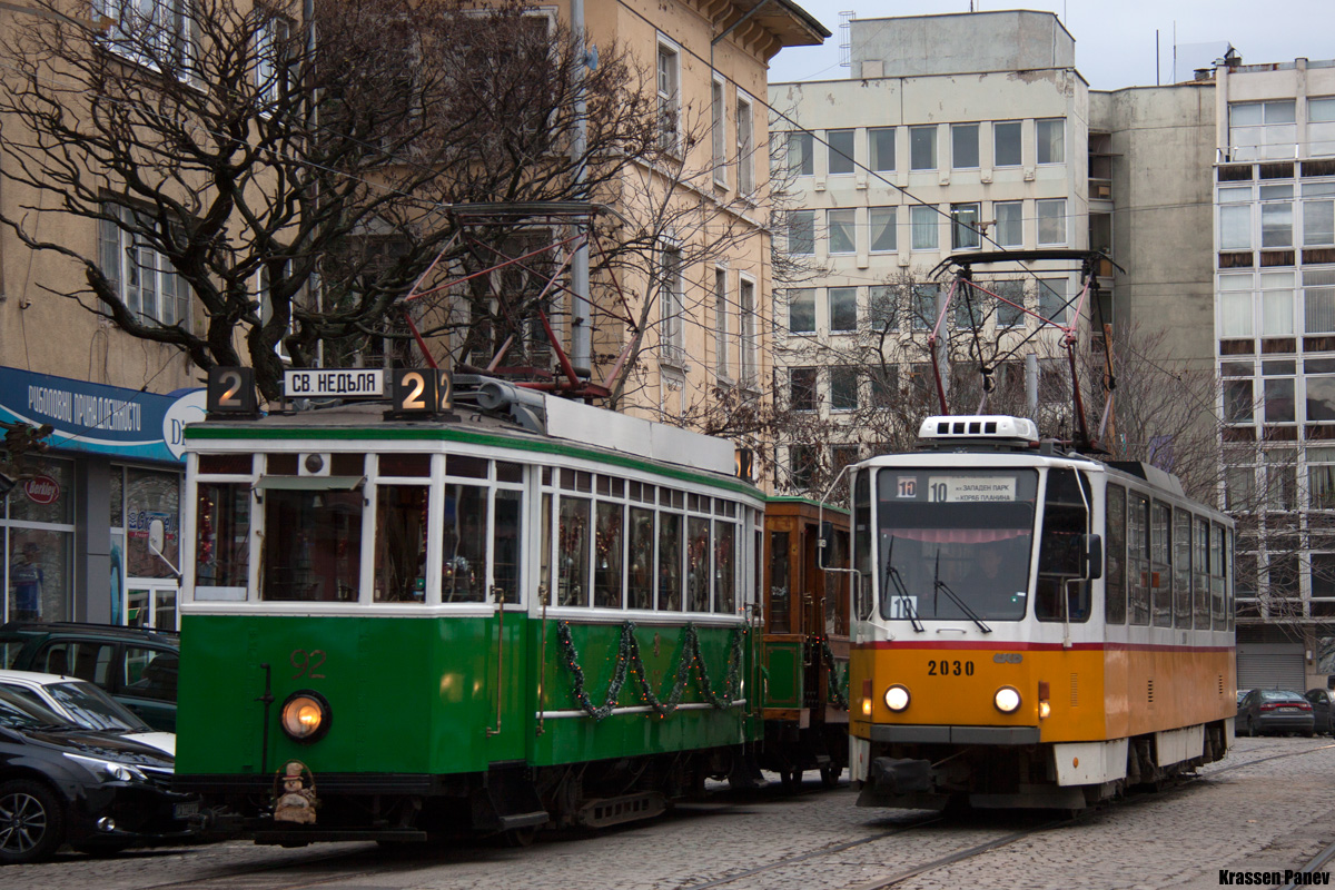 София, MAN/Siemens № 92; София, Tatra T6A2B № 2030