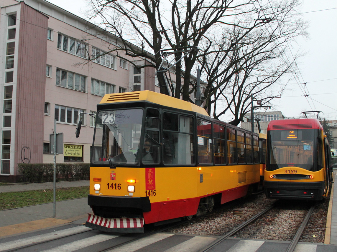 Варшава, Konstal 105Nf № 1416; Варшава, PESA Swing 120Na № 3129