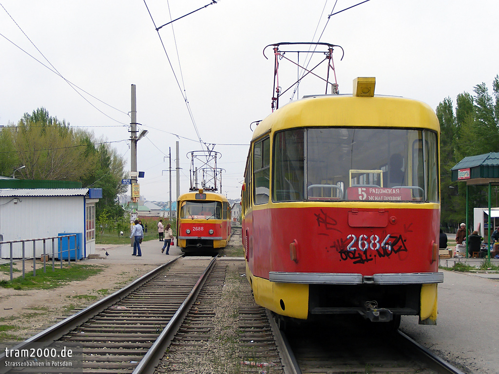 Волгоград, Tatra T3SU (двухдверная) № 2688; Волгоград, Tatra T3SU (двухдверная) № 2684