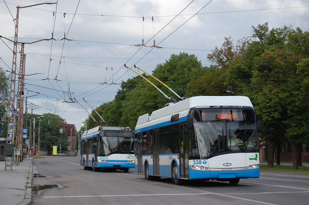 Таллин, Solaris Trollino III 12 AC № 338; Таллин, Solaris Trollino II 12 Ganz № 322