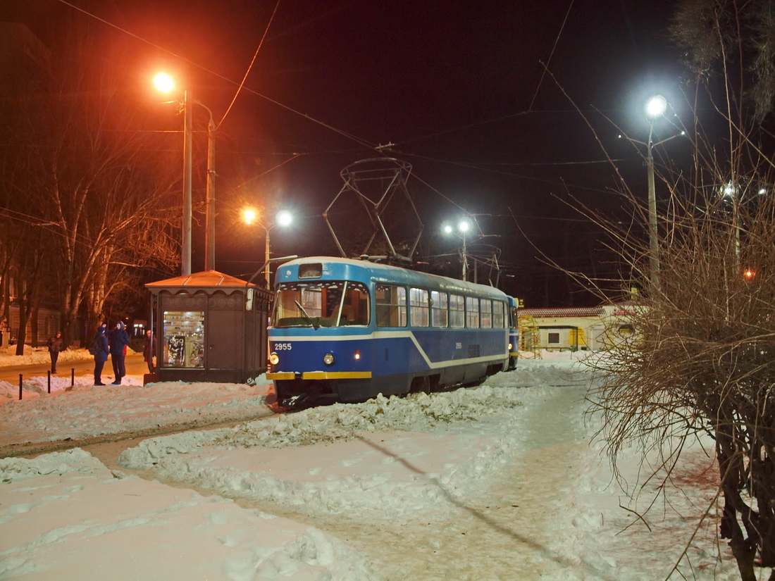 Одесса, Tatra T3R.P № 2955; Одесса — 17.01.2016 — Снегопад и его последствия