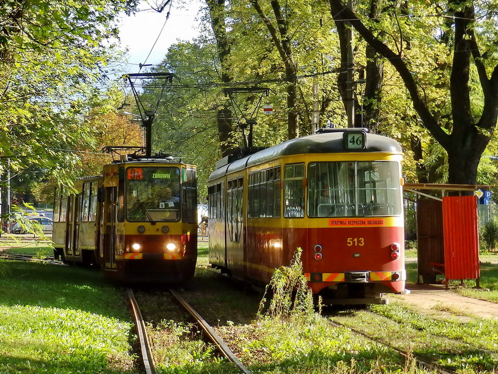 Лодзь, Konstal 805Na № 1378; Лодзь, Duewag GT8NF № 513