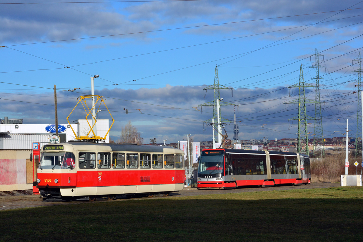 Прага, Tatra T3R.PV № 8166; Прага, Škoda 15T2 ForCity Alfa Praha № 9215