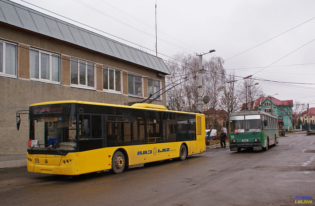 Ивано-Франковск, ЛАЗ E183D1 № 178; Ивано-Франковск, Škoda 14Tr02/6 № 154