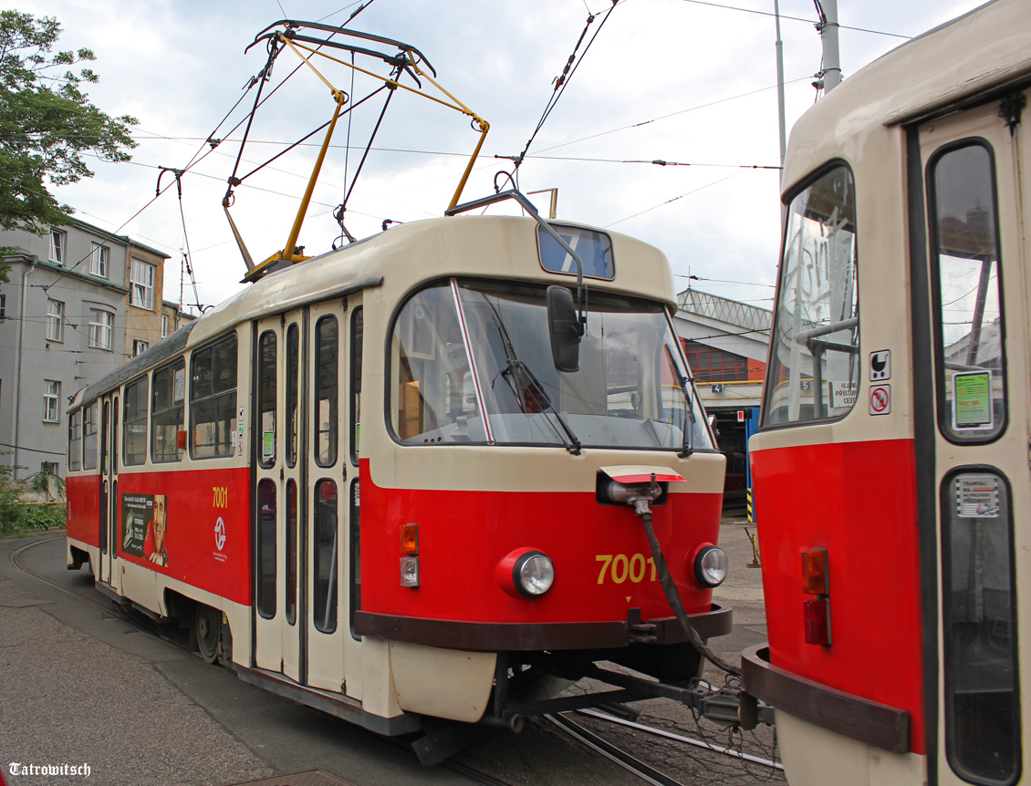 Praha, Tatra T3SU nr. 7001; Praha — Tram depots Praha, Tatra T3SU nr. 7001; Praha — Tram depots