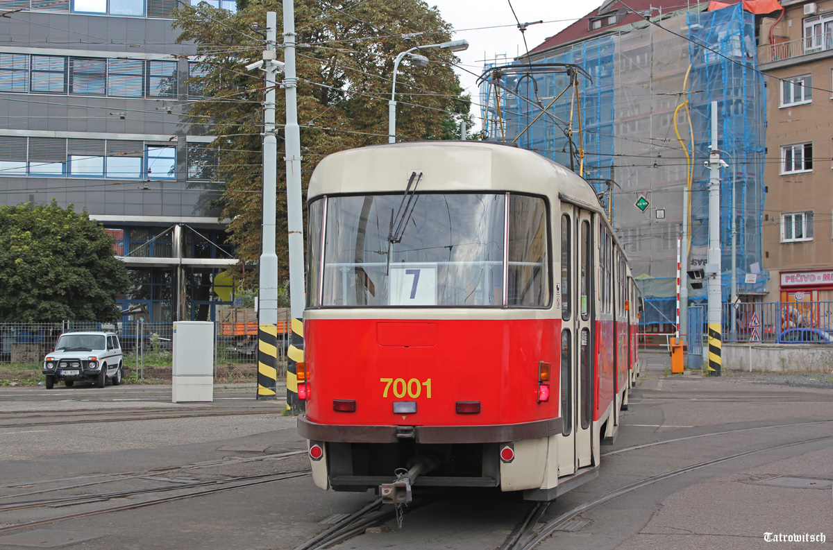 Prague, Tatra T3SU Br. 7001; Prague — Tram depots Prague, Tatra T3SU Br. 7001; Prague — Tram depots