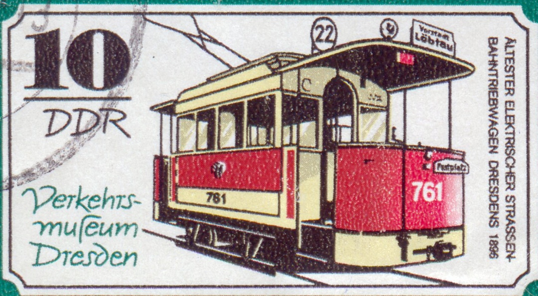 Дрезден — Cувениры, СМИ и брошюры; Почтовые марки; Дрезден — Старые фотографии (трамвай)