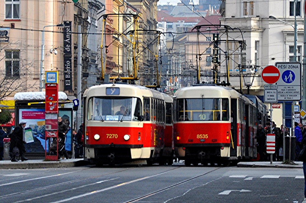 Прага, Tatra T3SUCS № 7270; Прага, Tatra T3R.P № 8535