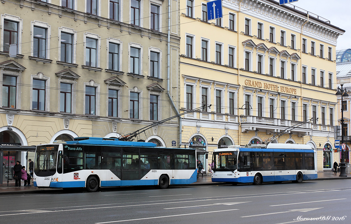 Санкт-Петербург, ВМЗ-5298.01 «Авангард» № 3323; Санкт-Петербург, Тролза-5265.00 «Мегаполис» № 2509