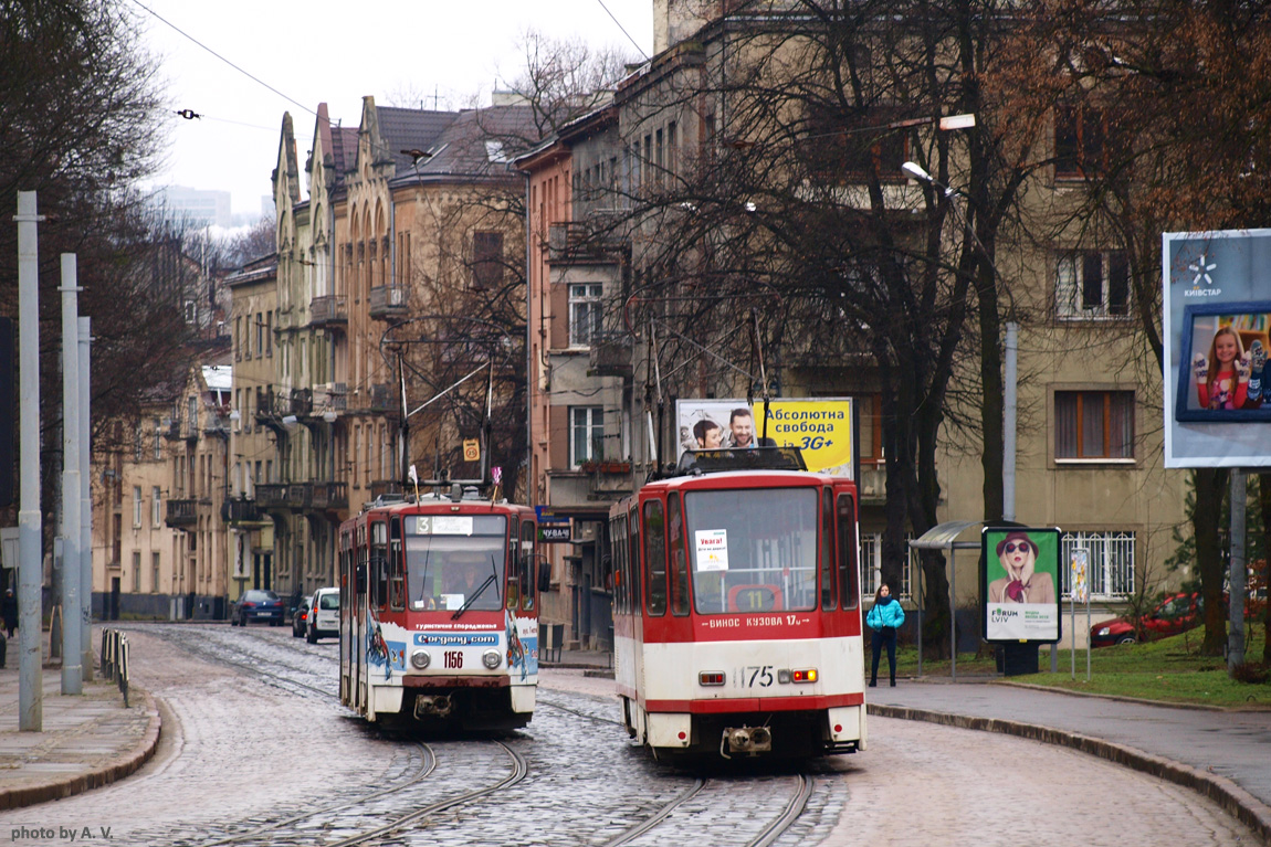 Львов, Tatra KT4D № 1156; Львов, Tatra KT4D № 1175
