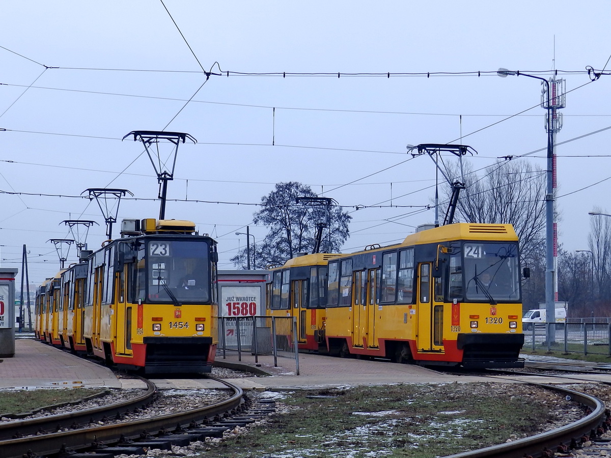 Варшава, Konstal 105Nf № 1454; Варшава, Konstal 105Na № 1320