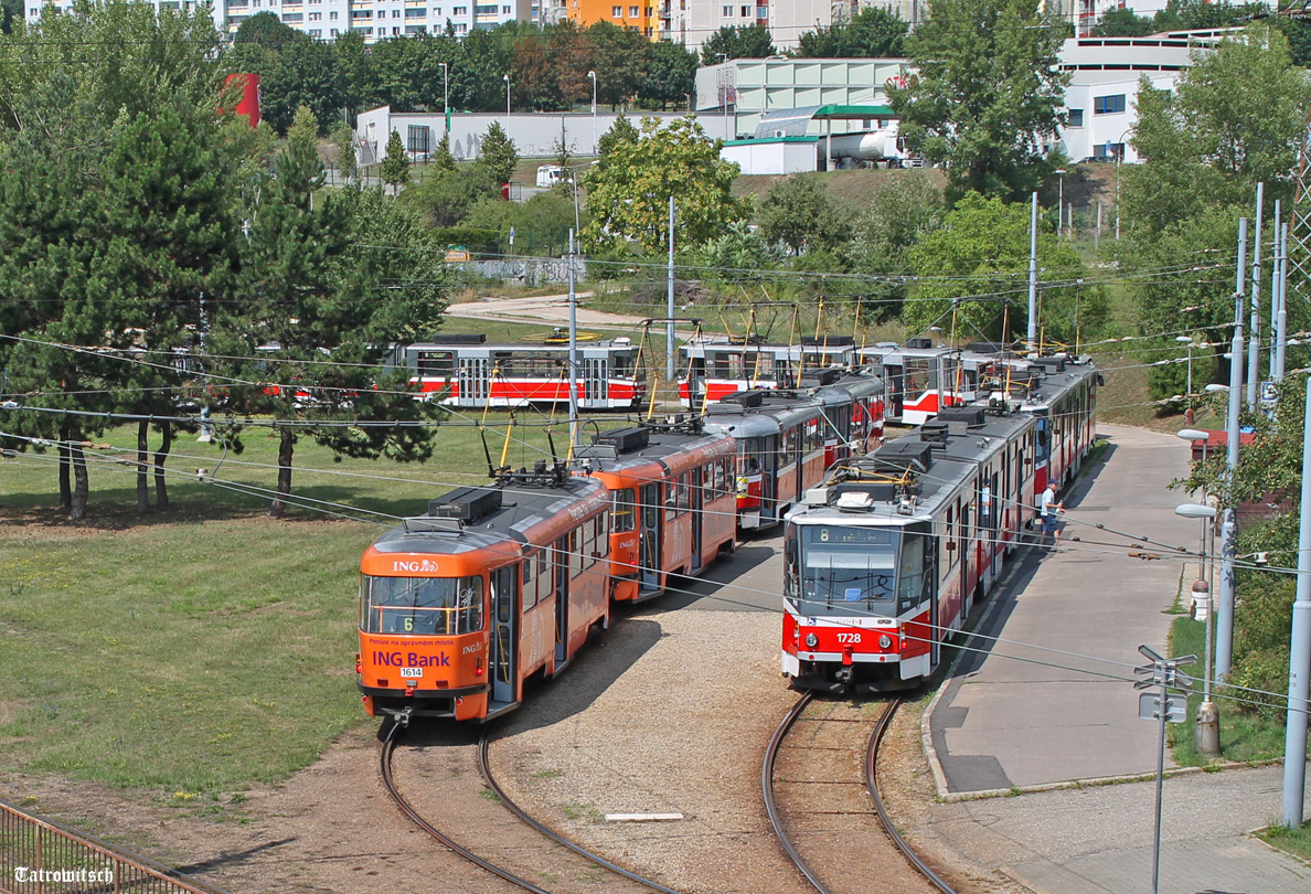 Брно, Tatra T3G № 1614; Брно, Tatra KT8D5R.N2 № 1728; Брно — Разные фотографии