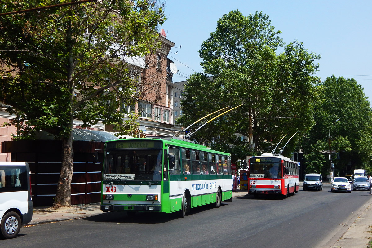 Николаев, Škoda 14TrM № 3043; Николаев, Škoda 14TrR № 3021