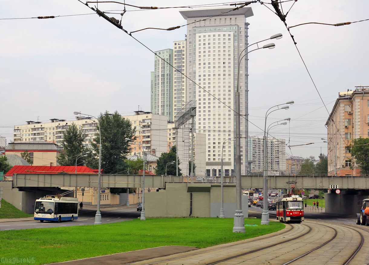 Москва — Трамвайные линии: ЦАО; Москва — Троллейбусные линии: ЦАО; Фотомонтаж