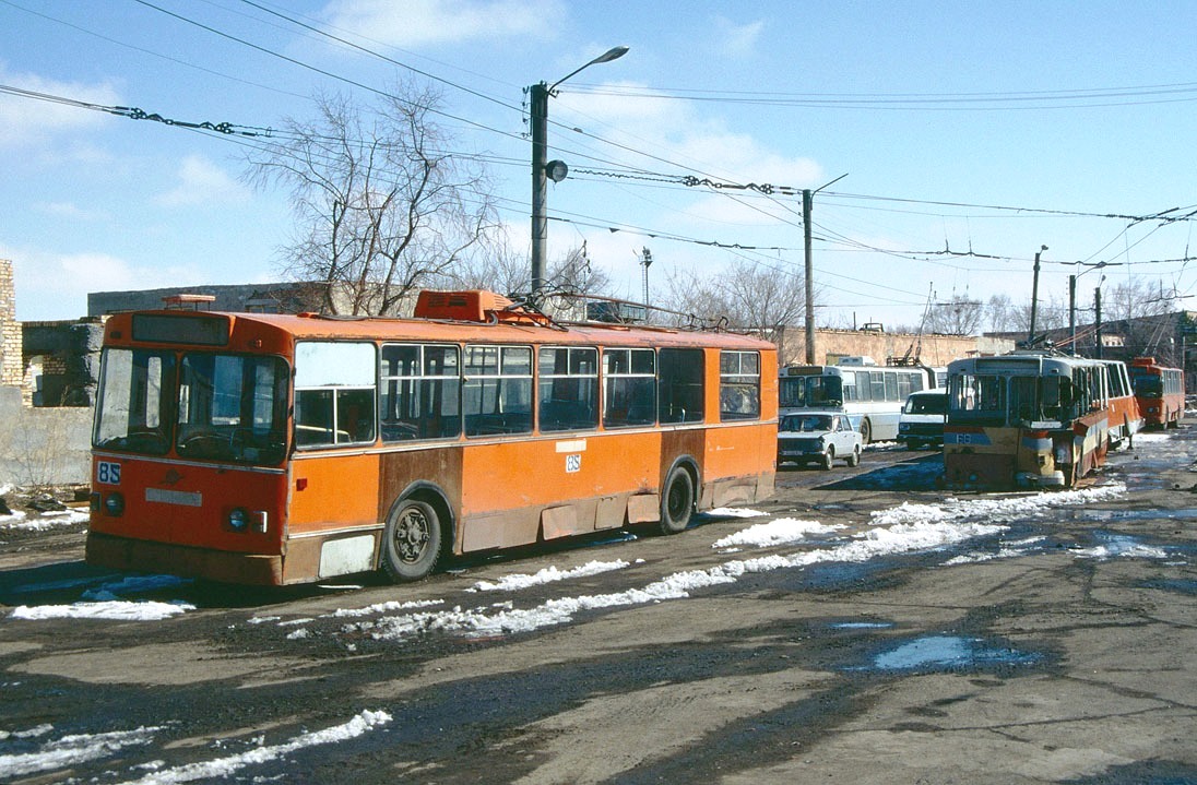 Karaganda, ZiU-682V [V00] # 85; Karaganda, ZiU-682V [V00] # 66; Karaganda — Old photos (up to 2000 year); Karaganda — Trolleybus Depot; Karaganda — Visit of transport enthusiasts 21.04.1998
