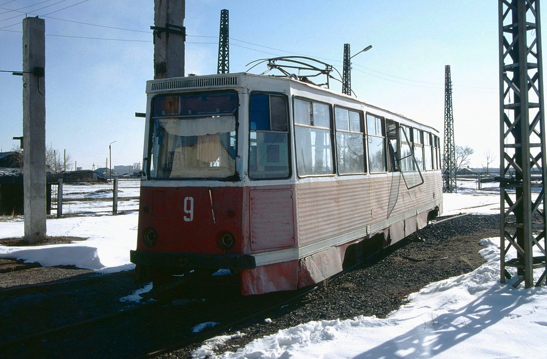 Караганда, 71-605 (КТМ-5М3) № 9; Караганда — Визит делегации транспортников 21.04.1998; Караганда — Старые фотографии (до 2000 г.); Караганда — Трамвайный парк