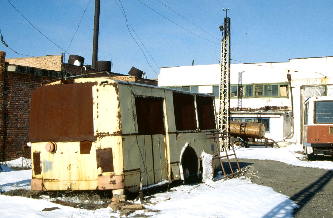 Karaganda, ZiU-682V N°. 59; Karaganda — Old photos (up to 2000 year); Karaganda — Tram depot; Karaganda — Visit of transport enthusiasts 21.04.1998