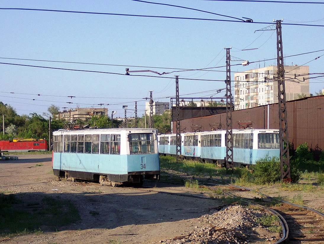 Темиртау, 71-605 (КТМ-5М3) № 34; Темиртау, 71-605 (КТМ-5М3) № 13; Темиртау — Трамвайный парк
