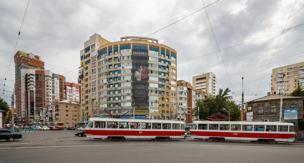 Samara, Tatra T3SU (2-door) № 907; Samara, Tatra T3SU (2-door) № 908
