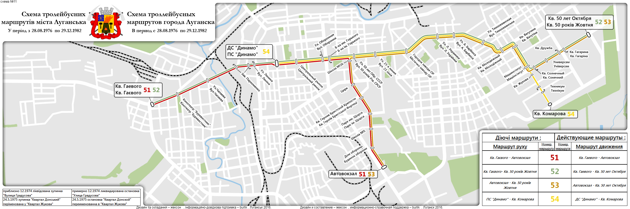 Luhansk — Historic Mas of Trolleybus Routes