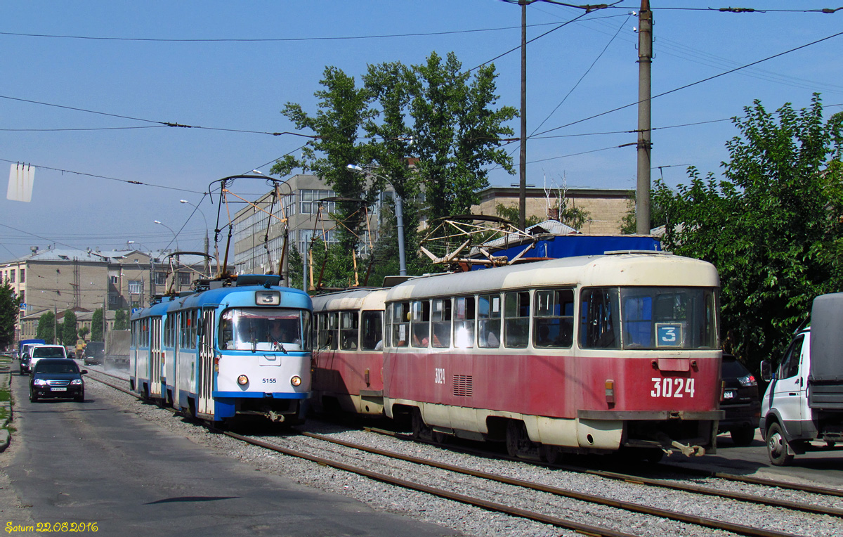 Харьков, Tatra T3A № 5155; Харьков, Tatra T3SU № 3024
