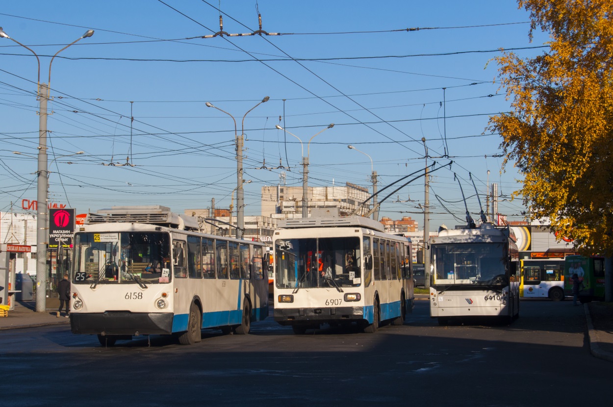 Санкт-Петербург, ВЗТМ-5284 № 6158; Санкт-Петербург, ПТЗ-5283 № 6907; Санкт-Петербург, Тролза-5265.00 «Мегаполис» № 6410