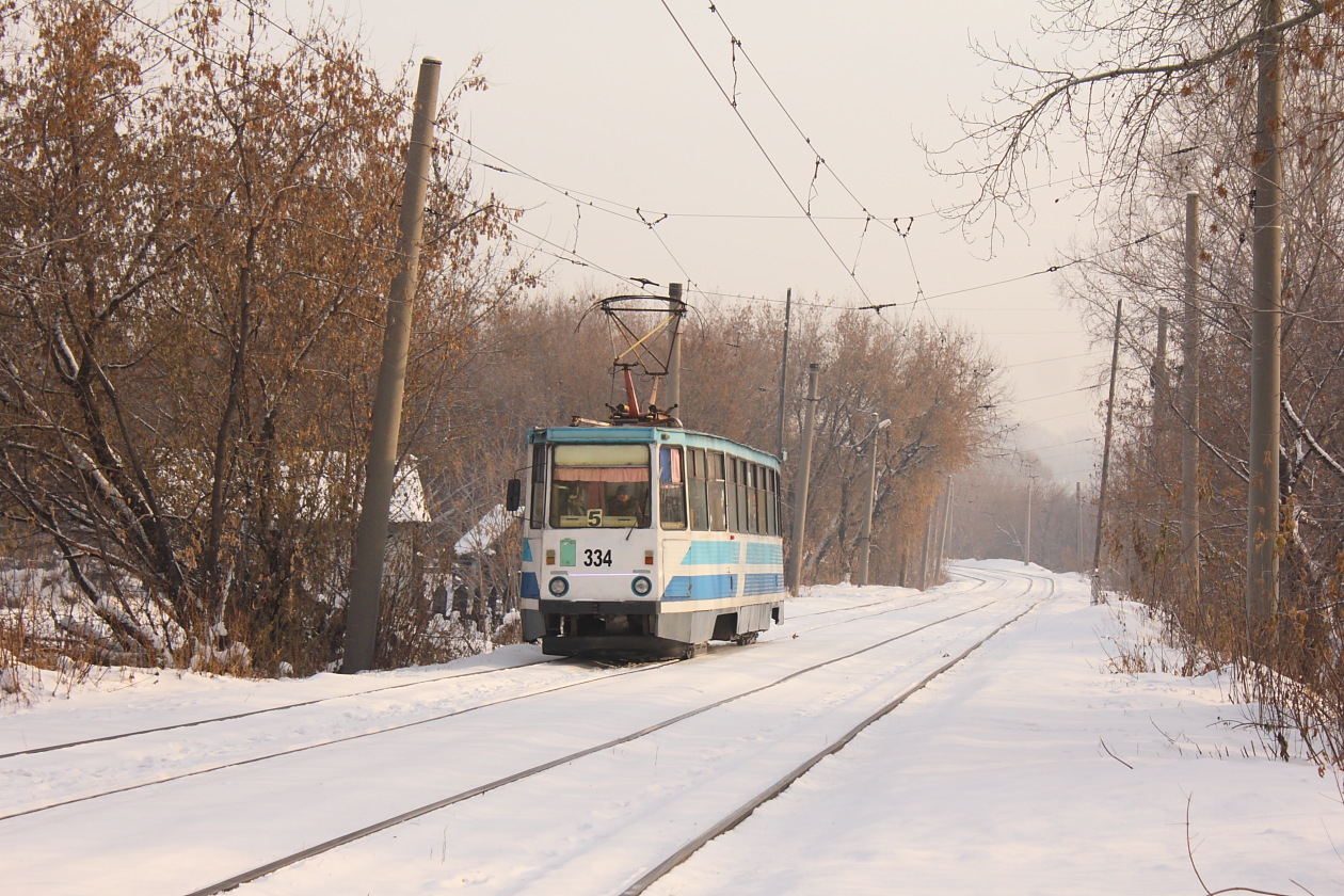 Прокопьевск, 71-605 (КТМ-5М3) № 334; Прокопьевск — Закрытая линия на Хлебозавод