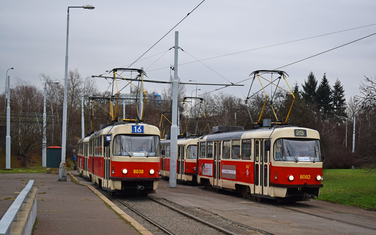 Prague, Tatra T3M # 8038; Prague, Tatra T3M2-DVC # 8082