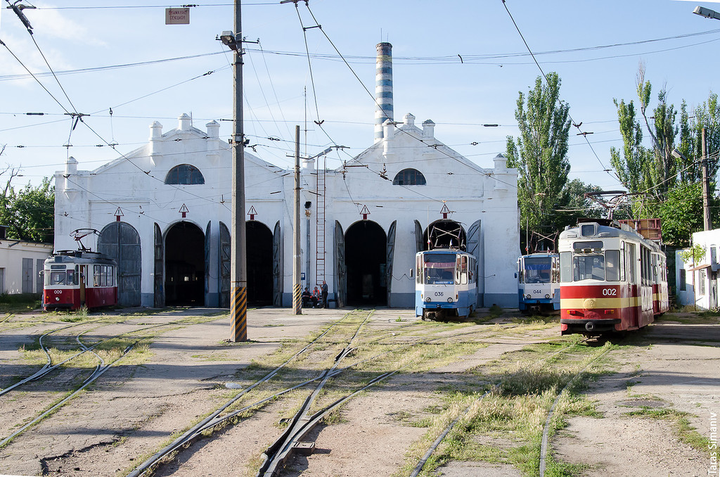 Евпатория, Gotha T57 № 009; Евпатория, Tatra KT4SU № 036; Евпатория, Gotha T57 № 002