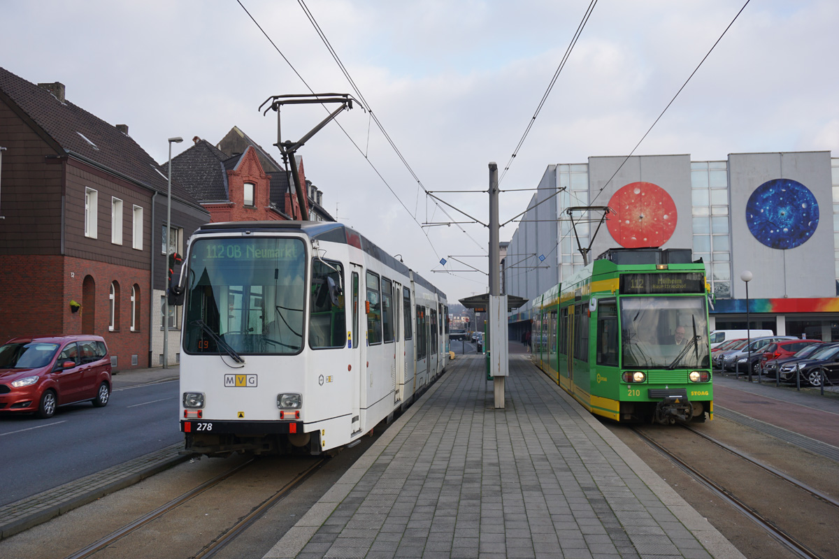 Эссен – Мюльхайм-ан-дер-Рур, Duewag M6C-NF № 278; Оберхаузен, Duewag MGT6D № 210