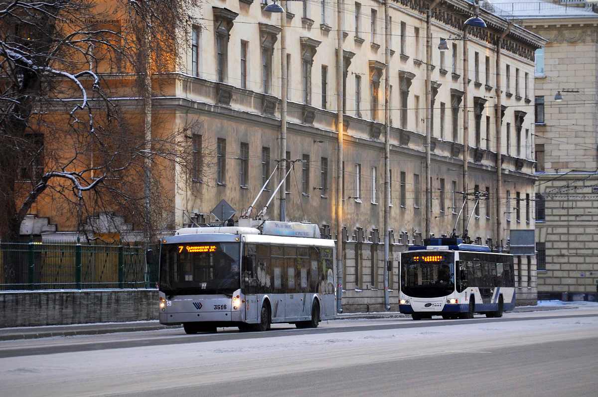 Санкт-Петербург, Тролза-5265.00 «Мегаполис» № 3516; Санкт-Петербург, ВМЗ-5298.01 «Авангард» № 2337