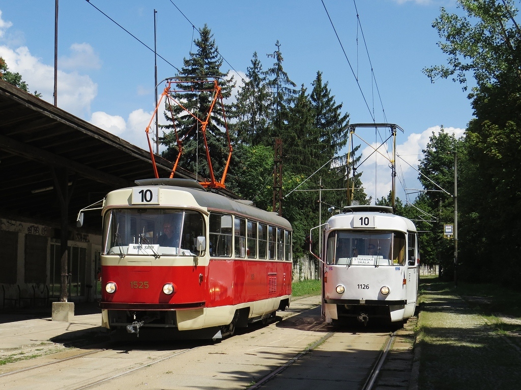 Брно, Tatra T3 № 1525; Брно, Tatra K2YU № 1126