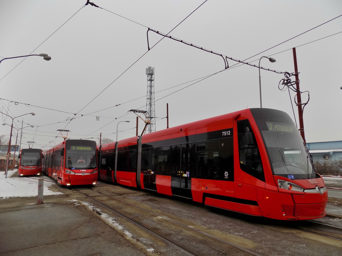 Братислава, Škoda 30T ForCity Plus № 7529; Братислава, Škoda 29T ForCity Plus № 7406; Братислава, Škoda 30T ForCity Plus № 7512