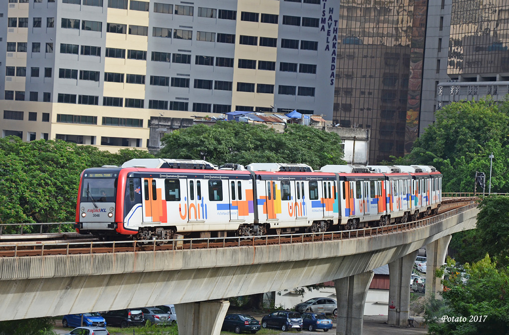Kuala Lumpur, CSR Zhuzhou AMGLRV # 3046; Kuala Lumpur — Line 3/4 — LRT (Ampang / Sri Petaling Line)
