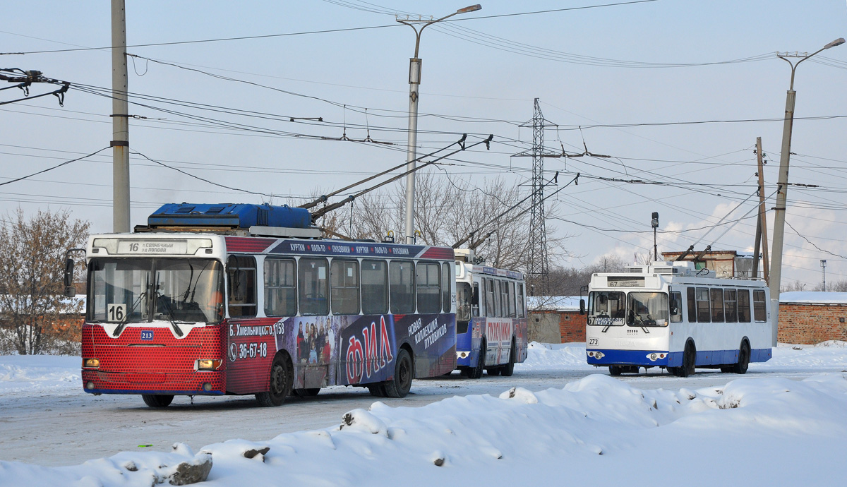 Омск, МТрЗ-5279-0000012 № 213; Омск, ЗиУ-682Г-016.03 № 273; Омск — Конечные станции и разворотные кольца