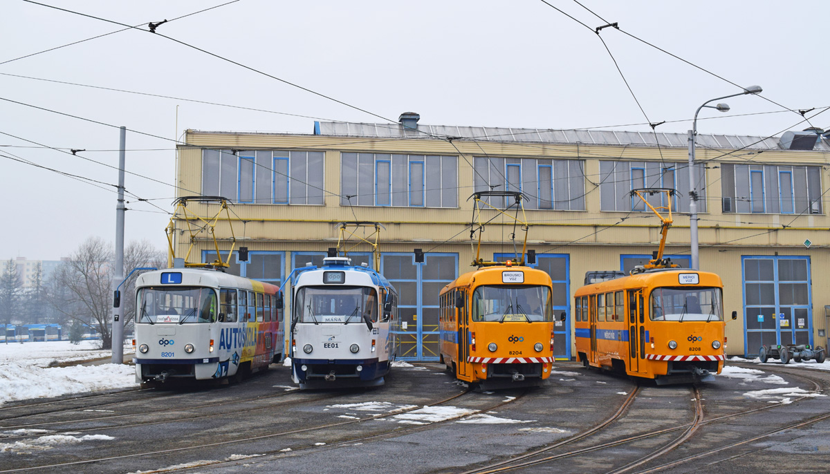 Острава, Tatra T3 № 8201; Острава, Tatra T3G № EE01; Острава, Tatra T3 № 8204; Острава, Tatra T3 № 8208; Острава — Трамвайные линии и инфраструктура