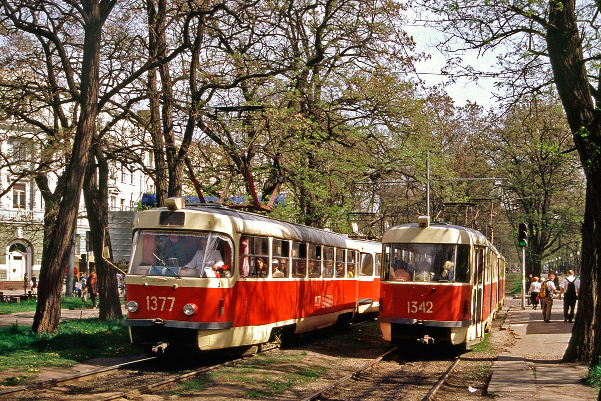 Dnyepro, Tatra T3SU — 1377; Dnyepro, Tatra T3SU — 1342; Dnyepro — Old photos: Shots by foreign photographers
