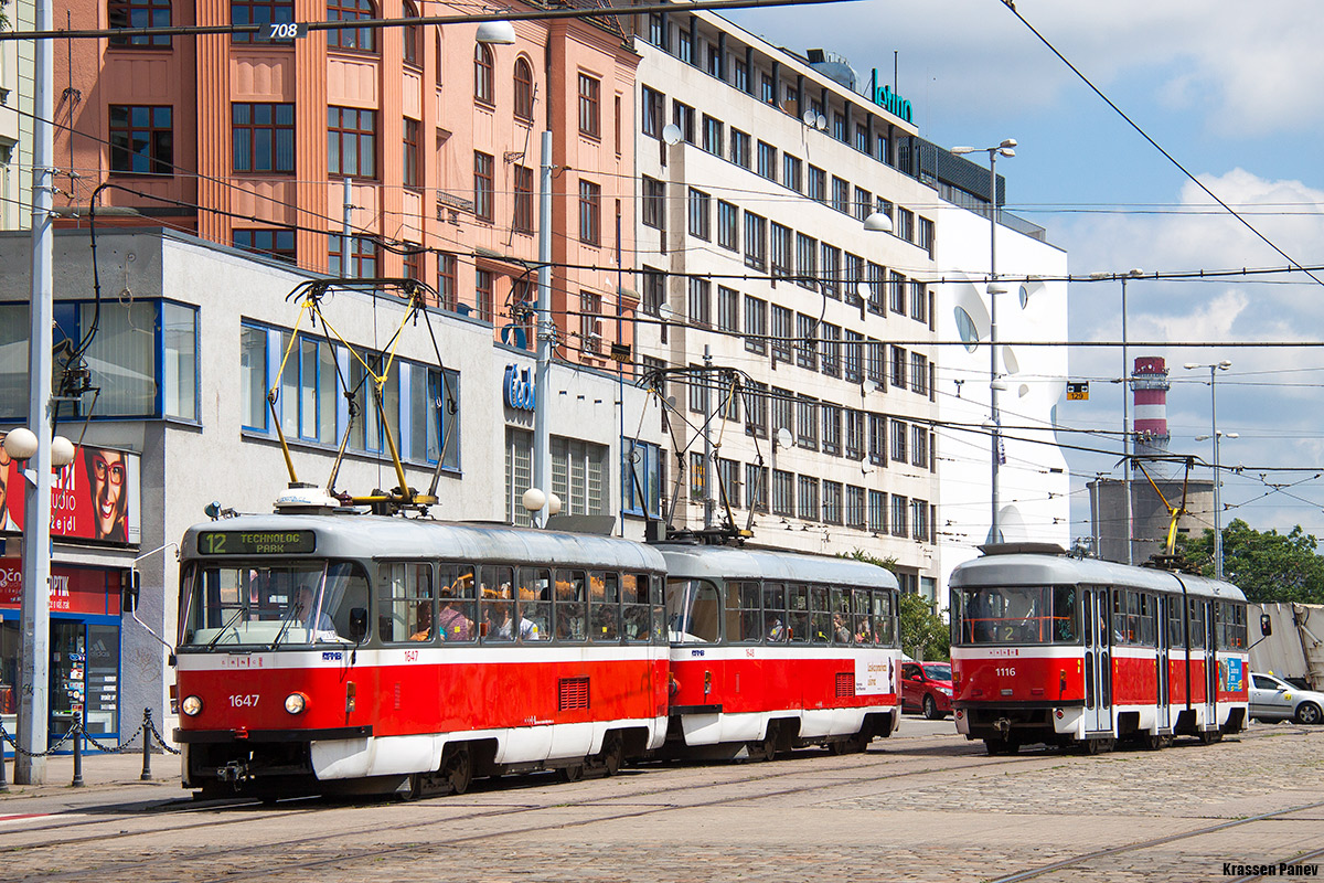 Брно, Tatra T3G № 1647; Брно, Tatra K2P № 1116