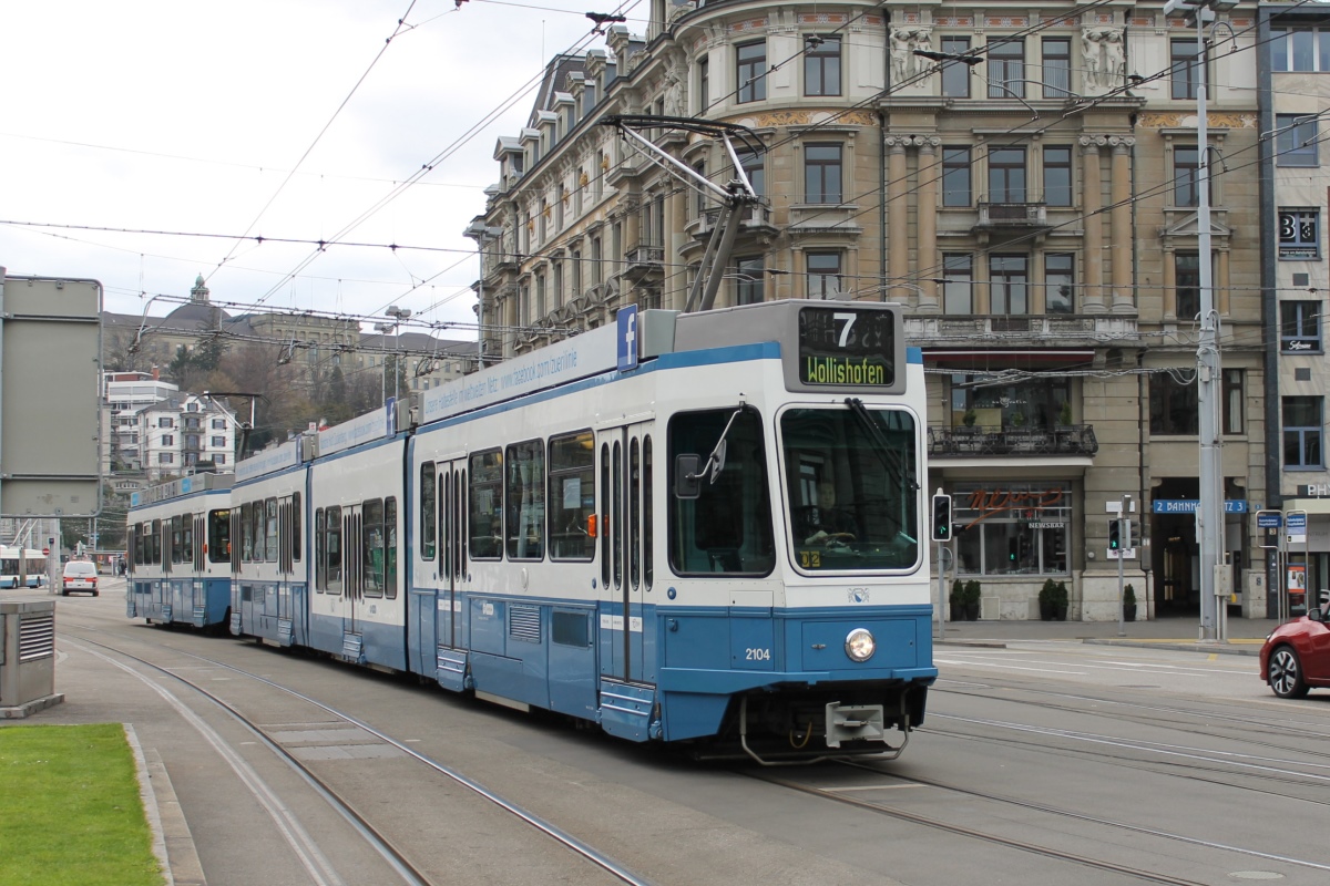 Цюрих, SWP/SIG/ABB Be 4/8 "Tram 2000 Sänfte" № 2104