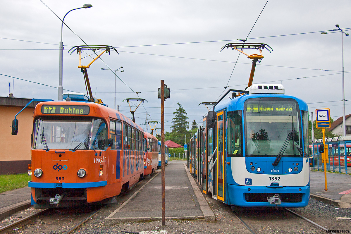 Острава, Tatra T3R.P № 983; Острава, Vario LFR.E № 1352