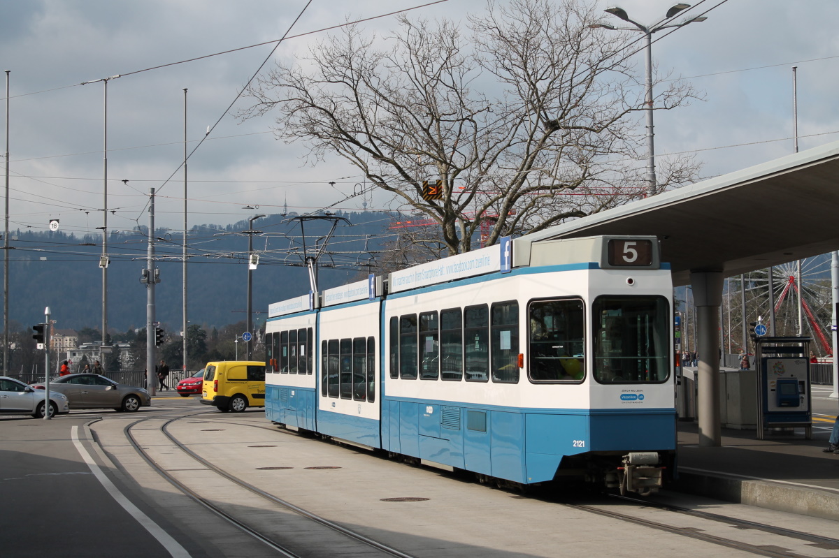 Zurich, SWP/SIG/ABB Be 4/8 "Tram 2000 Sänfte" № 2121
