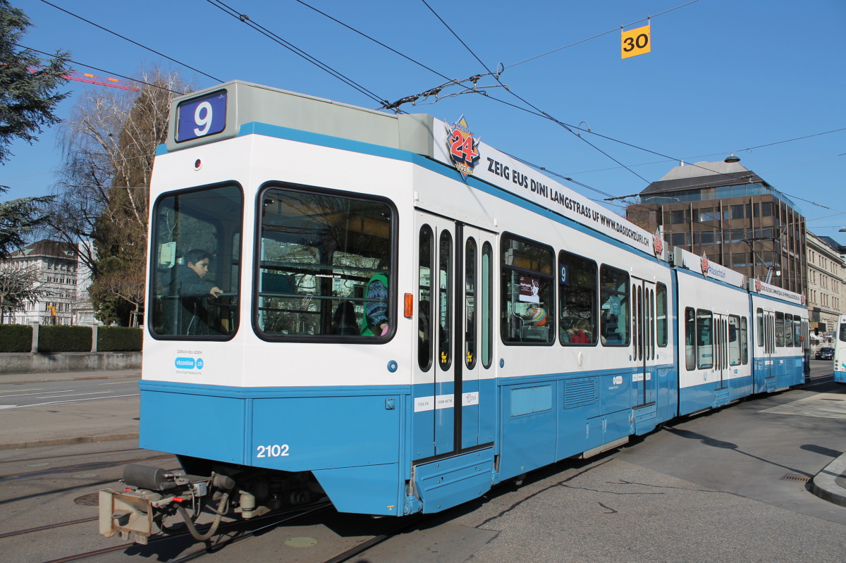 Cīrihe, SWP/SIG/ABB Be 4/8 "Tram 2000 Sänfte" № 2102
