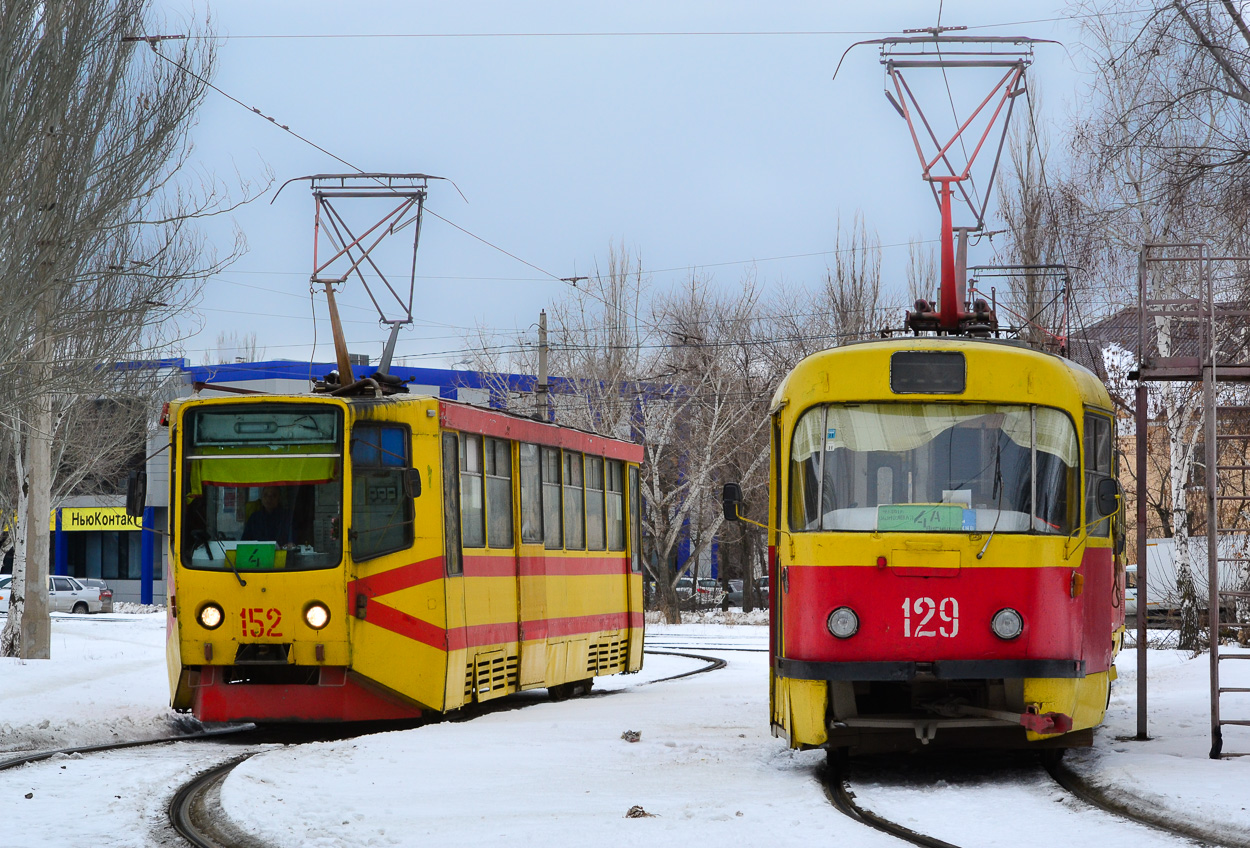 Волжский, 71-611 № 152; Волжский, Tatra T3SU № 129 Волжский, 71-611 № 152; Волжский, Tatra T3SU № 129