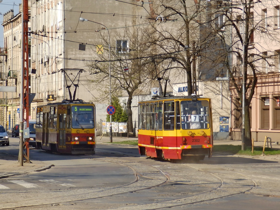 Лодзь, Konstal 805Na № 2302; Лодзь, Konstal 805Na № 1417