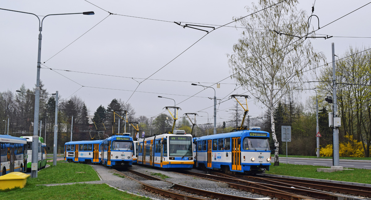 Острава, Tatra T3R.P № 1010; Острава, Tatra T3G № 1042; Острава, Škoda 03T4 Astra № 1210