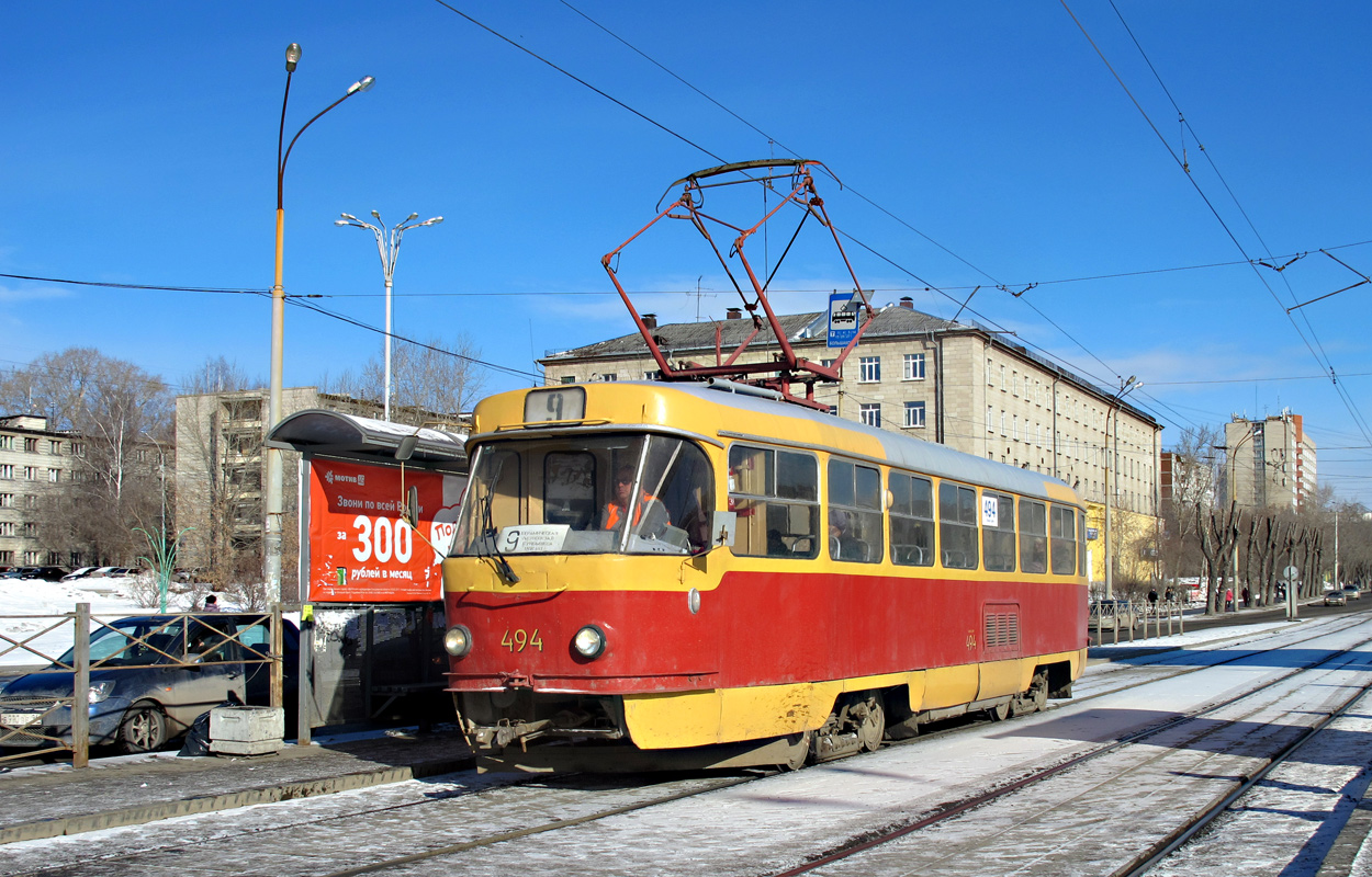 Jekatěrinburg, Tatra T3SU (2-door) č. 494
