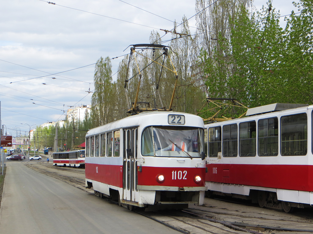 Самара, Tatra T3SU (двухдверная) № 1102