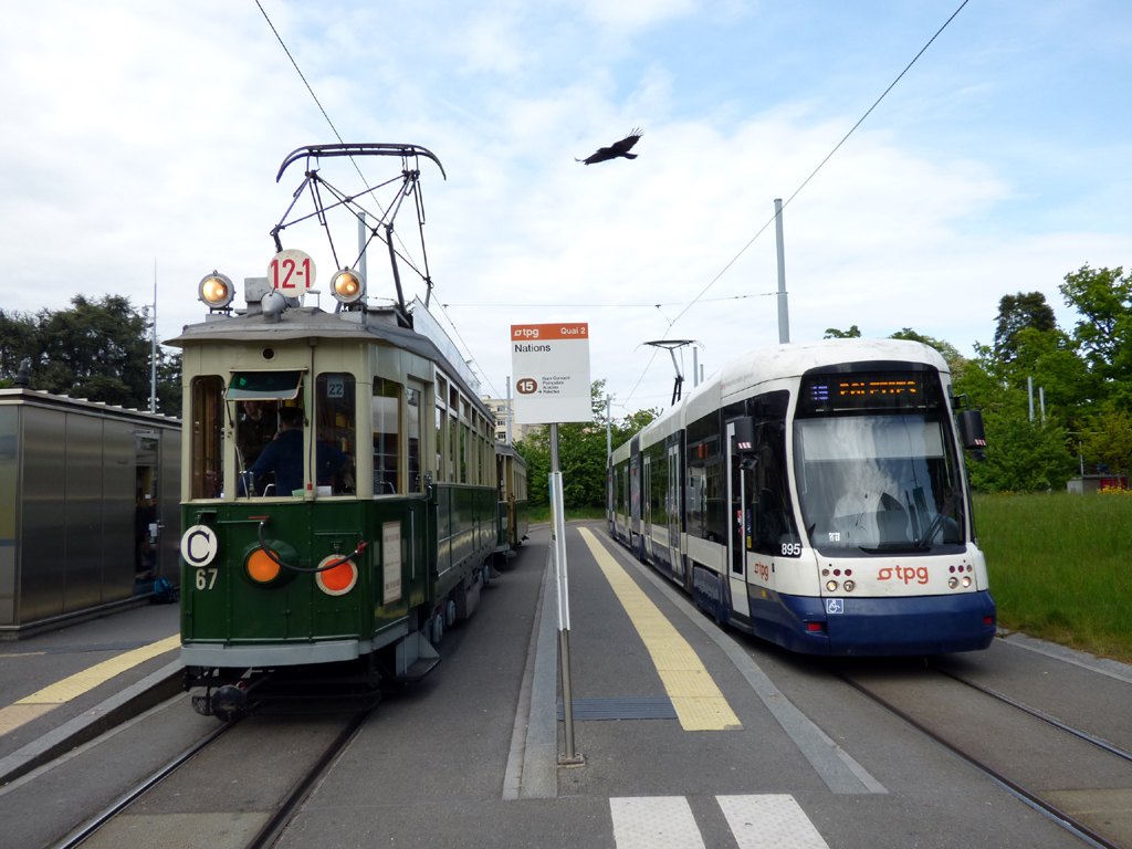 Женева, Herbrand/CGTE/SAAS Ce 4/4 № 67; Женева, Bombardier Flexity Outlook № 895